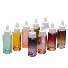 Customized Rainbow Colored Clear Pink Blue Glass Cosmetic Serum Dropper Bottles 30 Ml 1Oz 50Ml